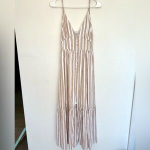 Abercrombie & Fitch White Stripe Button-Through Maxi Dress